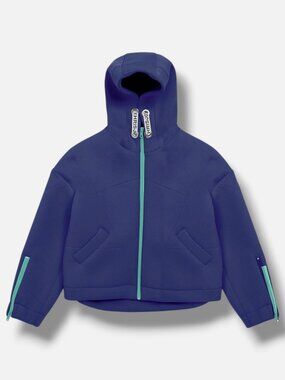 Khrisjoy Unisex Kids Blue Neoprene Logo Oversized Puffer Jacket Size 10Y